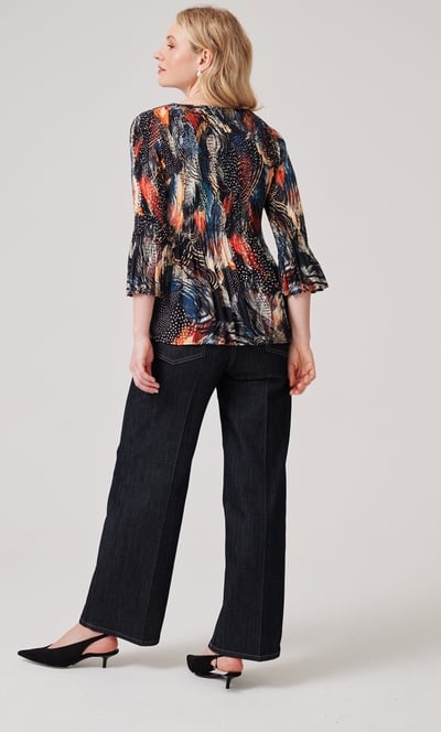 Pleated Abstract Print Top