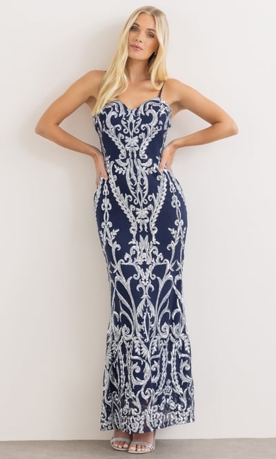 Sequinned Mesh Bandeau Maxi Dress