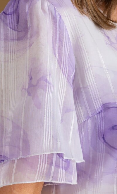 Anna Rose Printed Shimmer Stripe Top