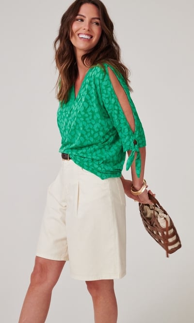 Burnout Jersey Tie Cuff Top