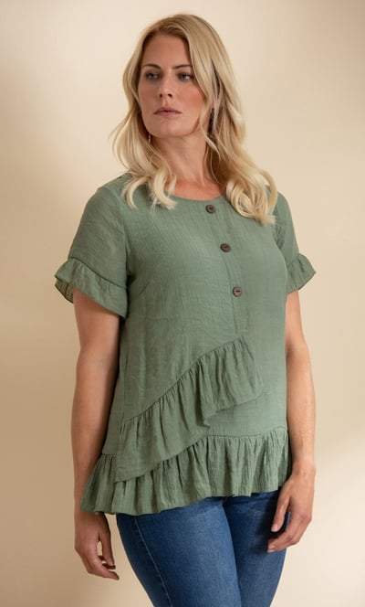 Frill Trim Short Sleeve Top