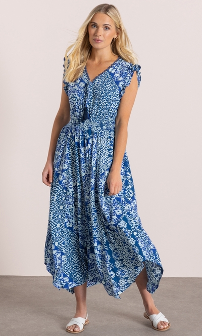 Printed Dip Hem Midi Dress