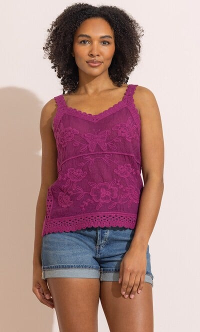 Embroidered And Crochet Trim Top