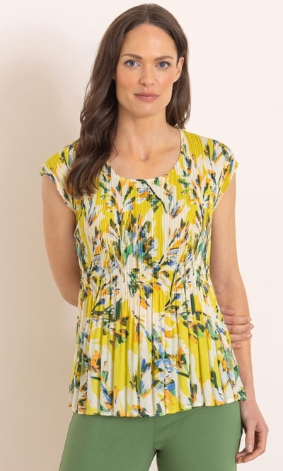 Botanical Print Pleated Top