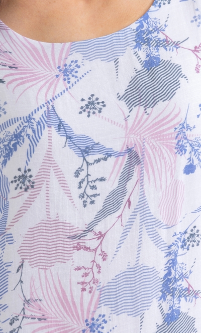Botanical Printed Layered Short Sleeve Dress