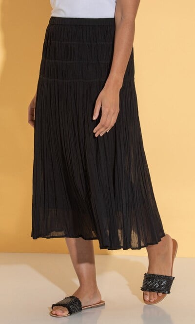 Pull On Crinkle Cotton Boho Midaxi Skirt
