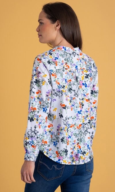 Garden Print Cotton Stretch Blouse