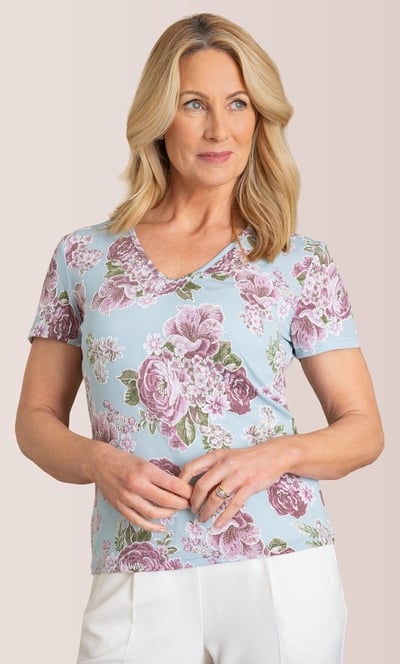 Anna Rose Textured Printed Jersey Top