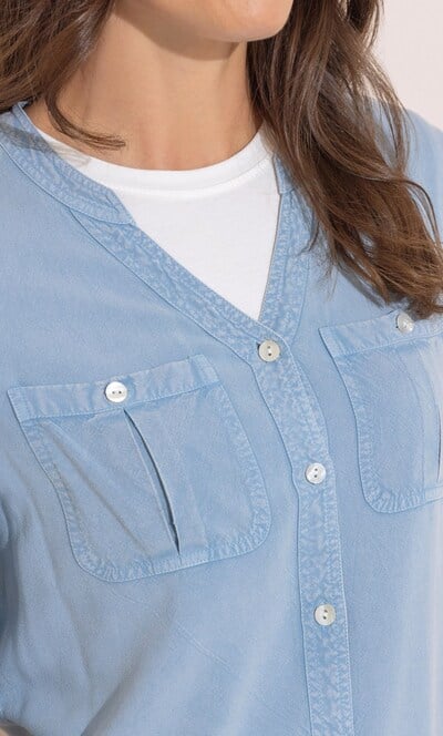 Washed Turn Up Sleeve Shirt