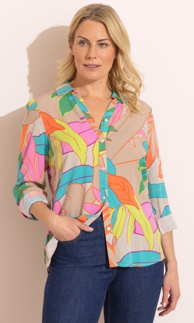 Anna Rose Leaf Printed Blouse