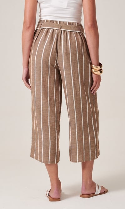 Striped Wide Leg Cropped Trousers