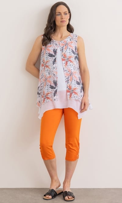 Sleeveless Printed Layered Top