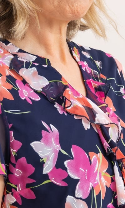 Anna Rose Floral Print Ruffle Top
