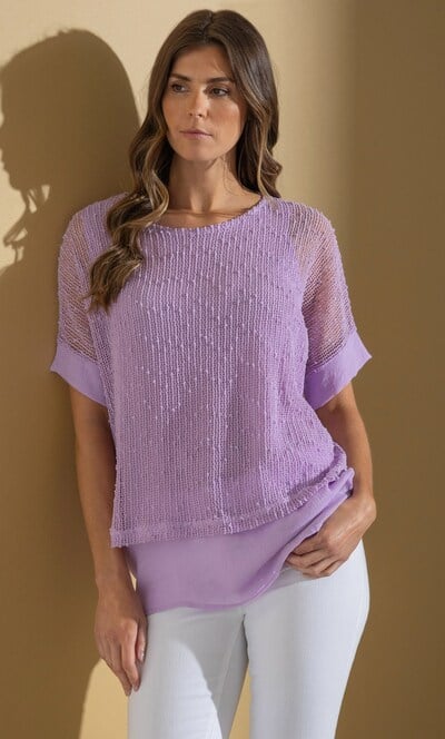 Mesh Layered Short Sleeve Top