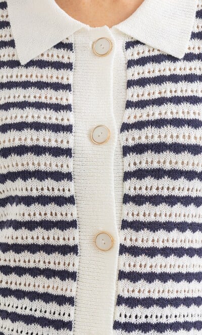 Anna Rose Stripe Crochet Knit Cardigan