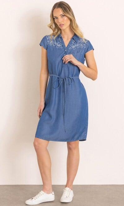 Embroidered Denim Dress