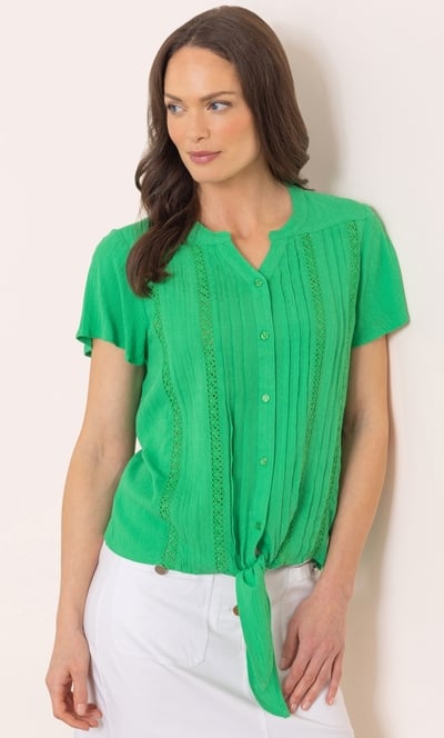 Tie Front Short Sleeve Blouse