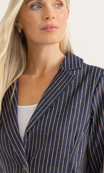 Striped Three Quarter Sleeve Blazer
