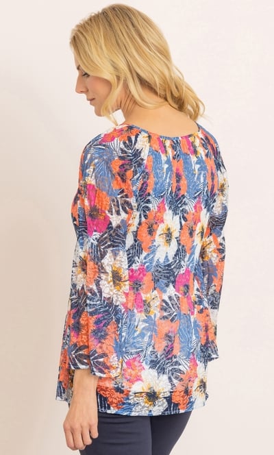 Bouquet Printed Pleated Lace Top
