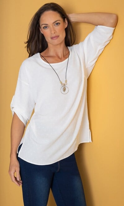 Dot Textured Top With Necklace