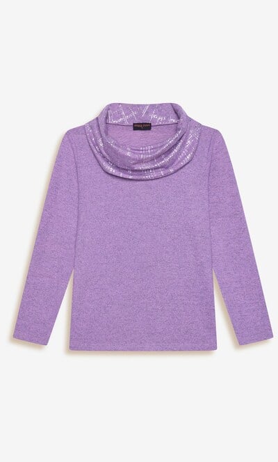 Anna Rose Foil Printed Cowl Neck Jumper