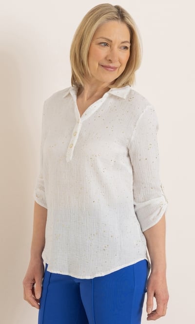 Anna Rose Shimmer Splash Textured Cotton Top