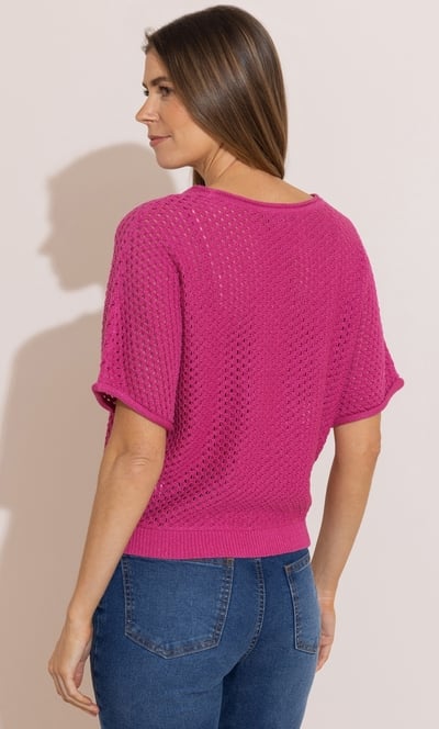 Shimmer Open Knit Short Sleeve Star Jumper