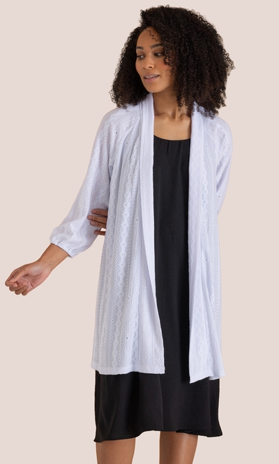 Patterned Open Front Jersey Cardigan
