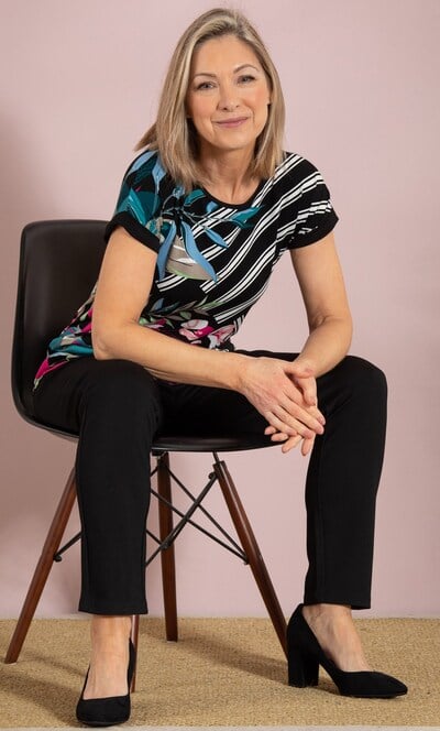 Anna Rose Floral And Stripe Jersey Top