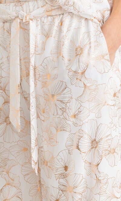 Floral Foil Print Wide Leg Trousers
