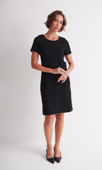 Embellished Boucle Shift Dress