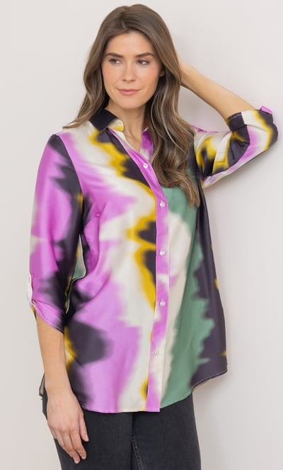 Printed Satin Look Blouse
