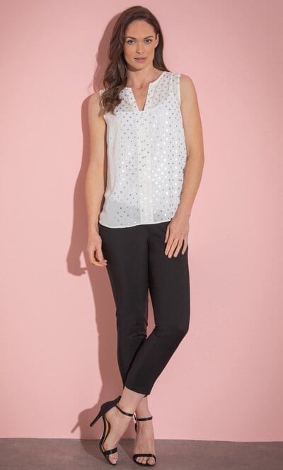 Foil Spot Printed Chiffon Top