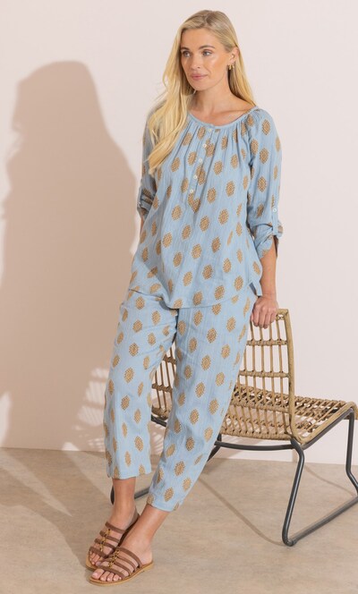 Geometric Embroidered Cotton Blouse