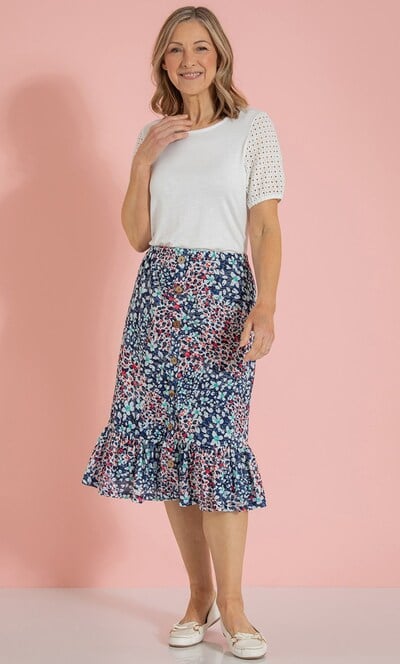 Anna Rose Printed Pull On Skirt