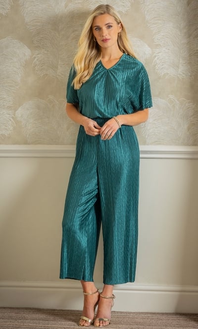 Wide Leg Plisse Trousers