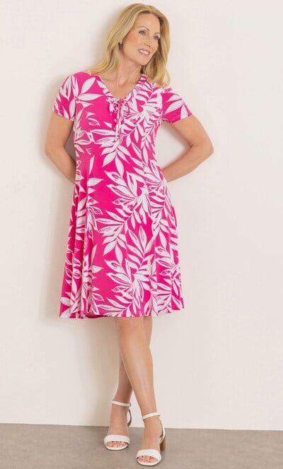Anna Rose Textured Leaf Print Jersey Dress