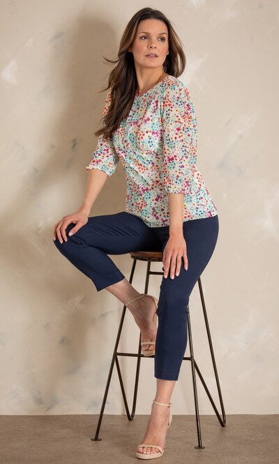 Meadow Printed Mesh Top