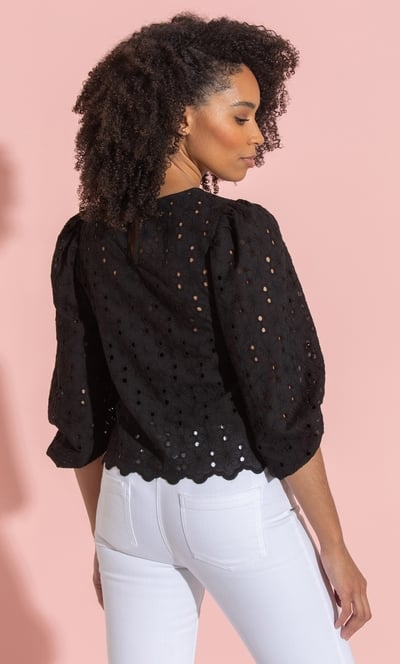 Broderie Anglaise Puff Sleeve Top