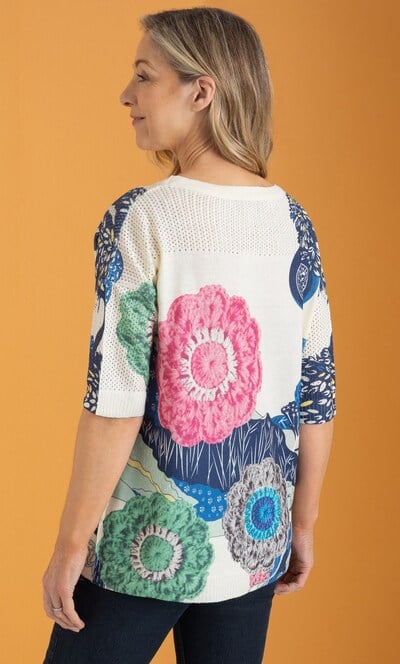 Anna Rose Embellished Printed Knit Top