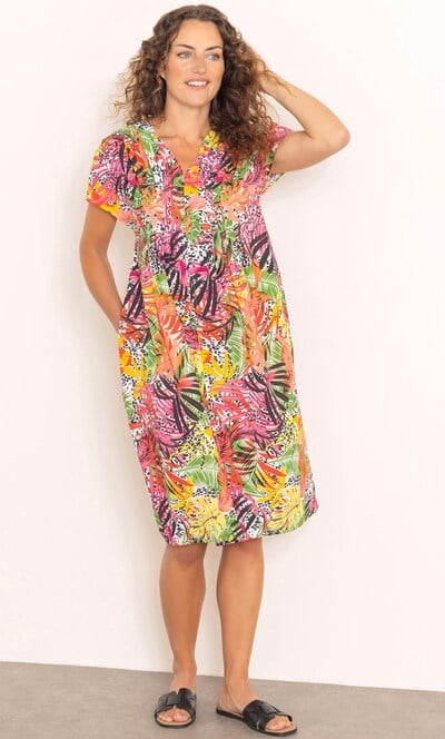 Anna Rose Tropical Print Loose Fit Dress