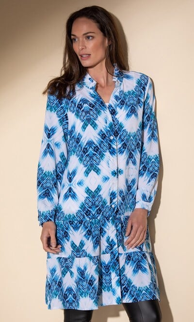 Printed Button Tunic Dress
