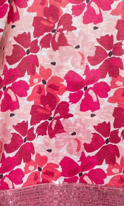 Embellished Lightweight Floral Print Knit Top