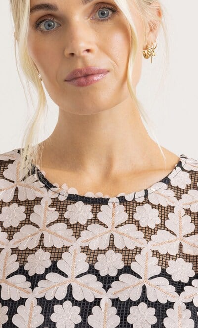 Embellished Fitted Mesh Dress