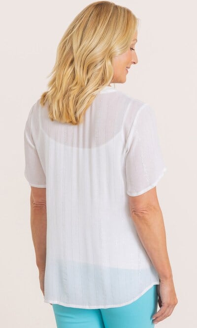 Anna Rose Embroidered And Shimmer Stripe Blouse