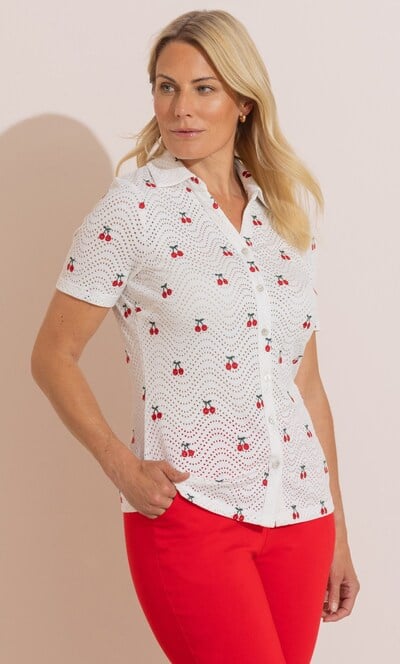 Anna Rose Embroidered Cherry Blouse