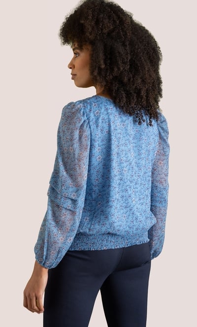 Floral Print Smocked Hem Top