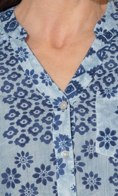 Floral Printed Fitted Cotton Ribbed Shirt