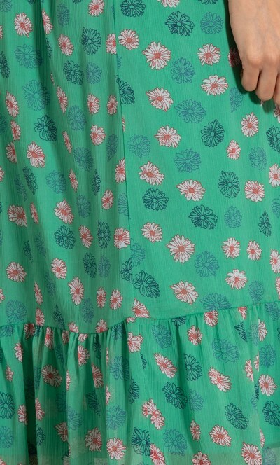 Printed Smocked Waist Midi Skirt