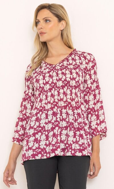 Floral Print Pleated Top